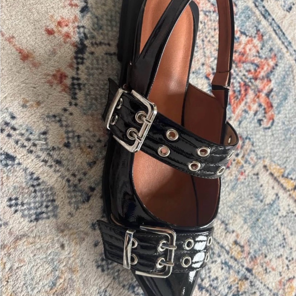 Black Patent Buckle Flats - Picture 2 of 2